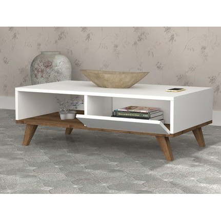 Coffee Table, 120 cm, White/brown - T-019