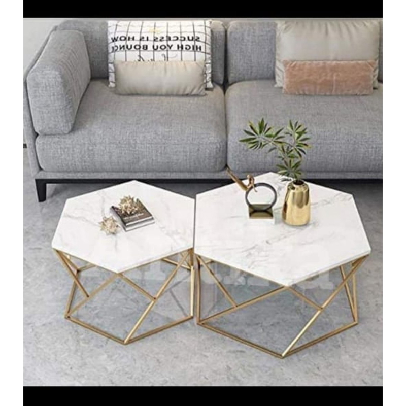 Golden and steel coffee table set - IM95