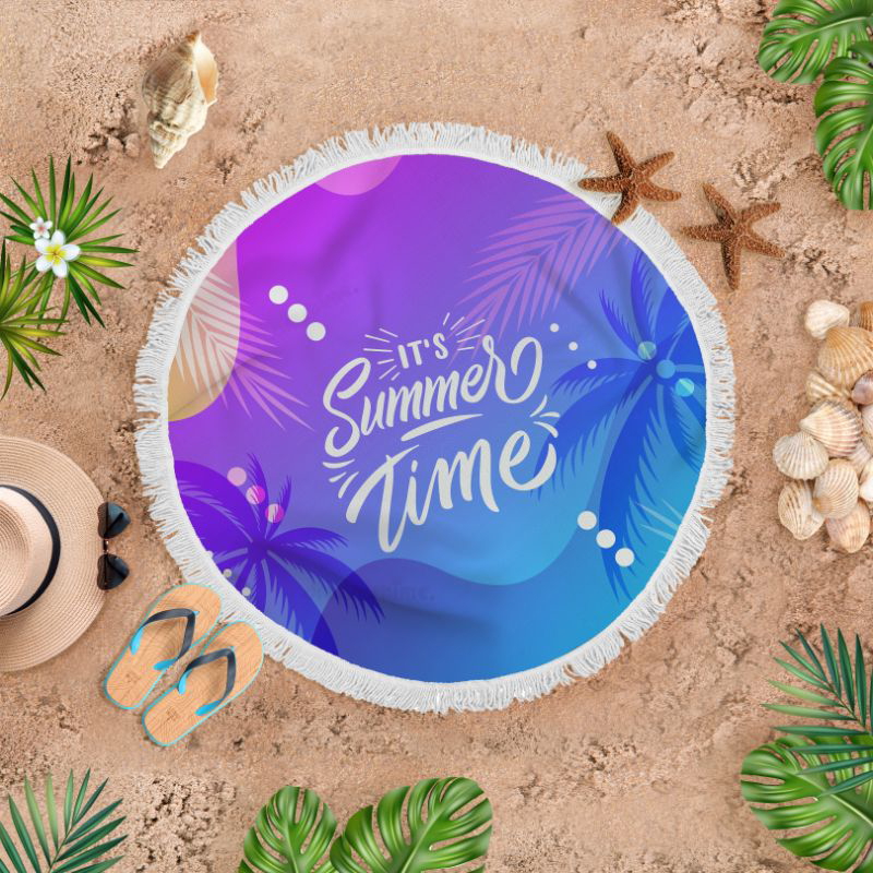Round Beach Blanket, 145 Cm, Multicolor - BB103