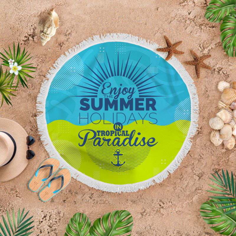 Round Beach Blanket, 145 Cm, Multicolor - BB138