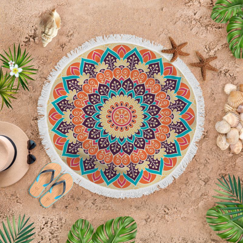 Round Beach Blanket, 145 Cm, Multicolor - BB142