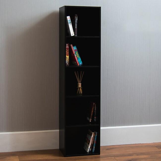 Bookcase, 5 Shelves, Black - HGF09