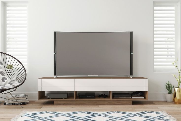 TV Unit, 150 cm, White/Brown - KM-EG18-73