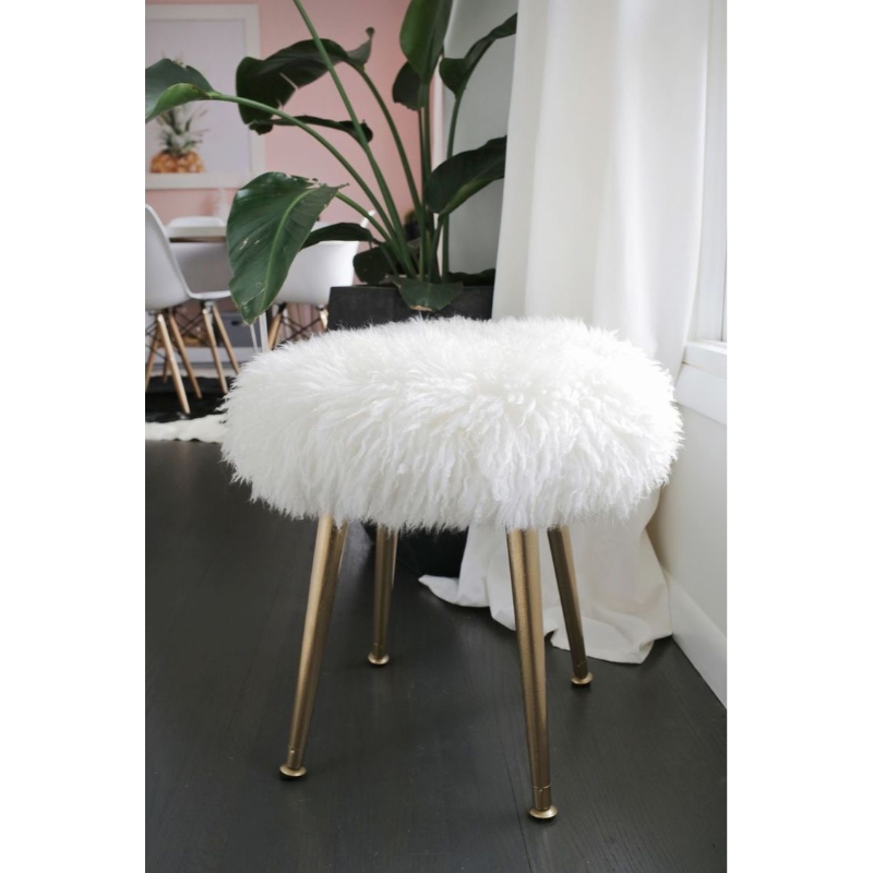Pouf, Fur, White - KZ29