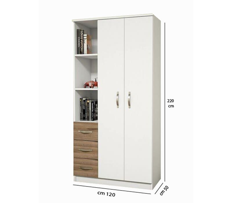 دولاب، أبيض/خشبي - SS21