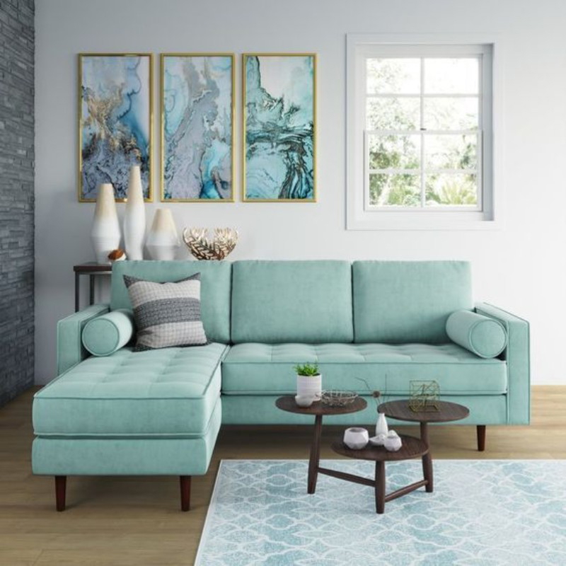 Corner Sofa, 250 cm, Baby Blue - PLA11