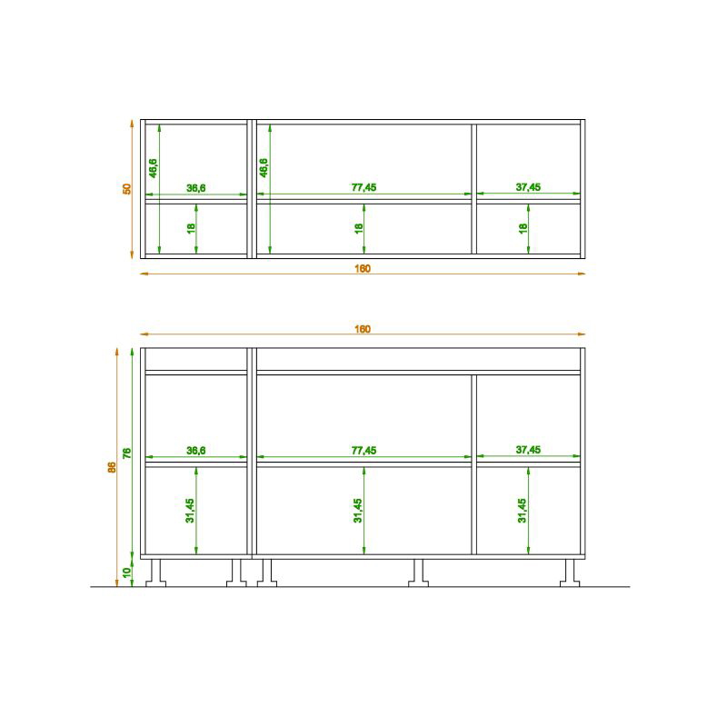 ECO Kitchen, 160 cm, White/Wood - ECO160