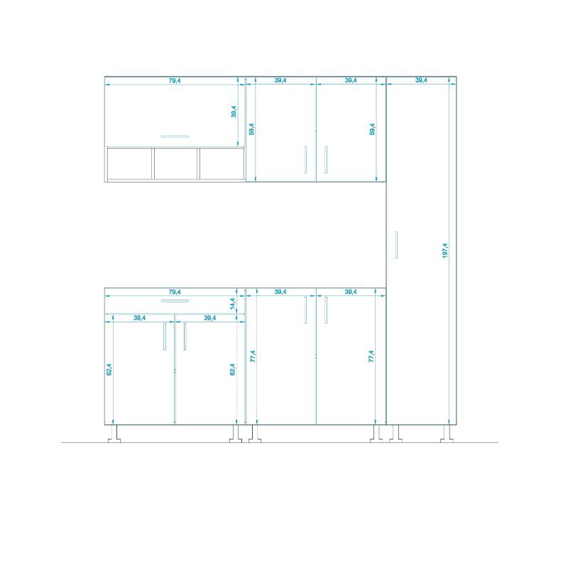 Beta Kitchen, 200 cm, Black/Wood - BETA200