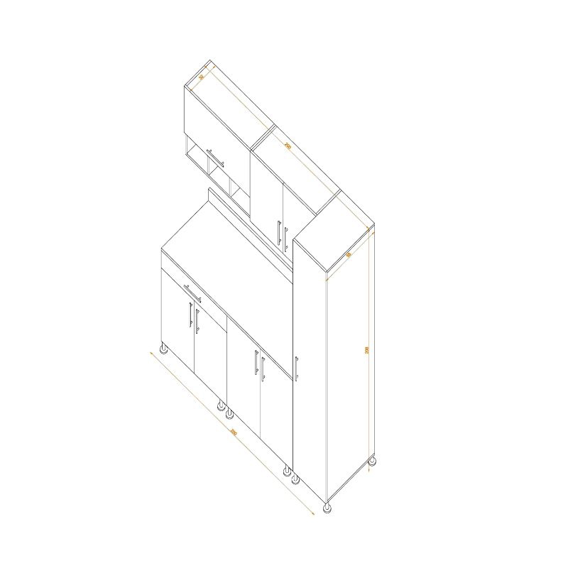Beta Kitchen, 200 cm, Black/Wood - BETA200