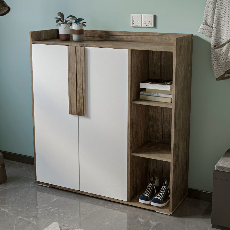 Shoe cabinet, 115 cm, Wood/White - SB02