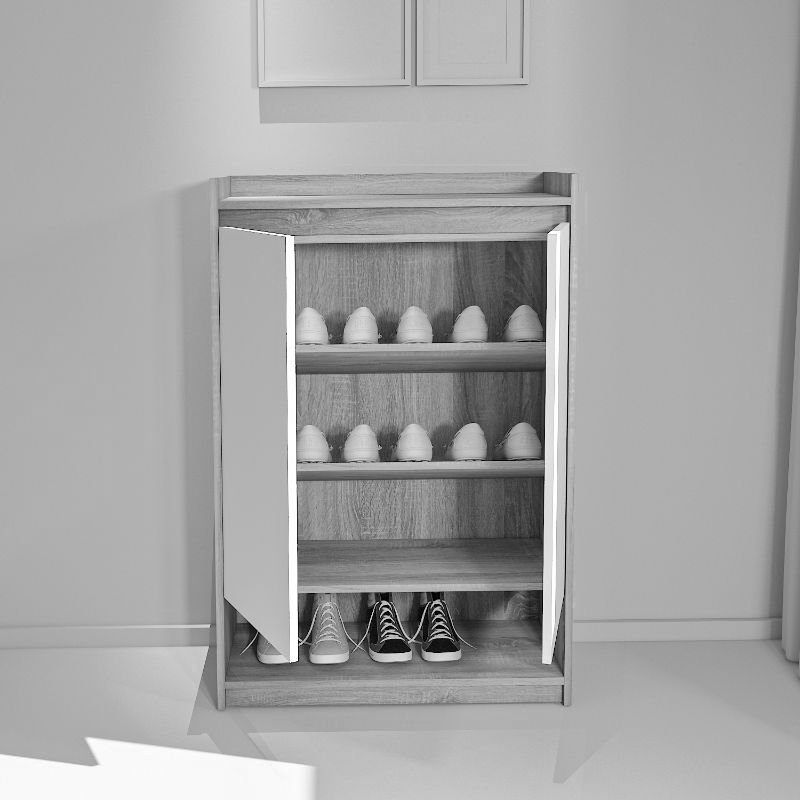 Shoe cabinet, 80 cm, Wood/White - SB04