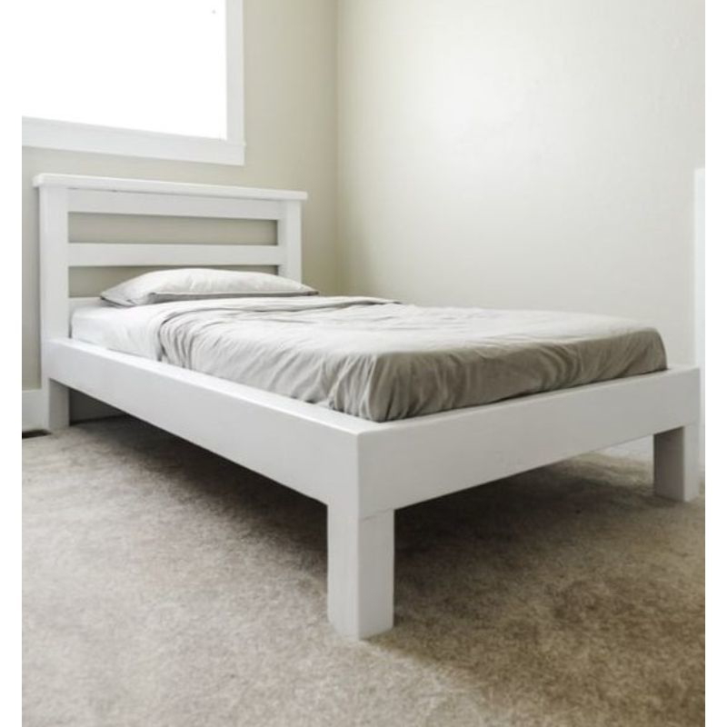 Pine wood Bed, 120×200×140 cm - White