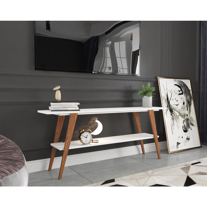 TV unit, 120 cm, White/brown - TA-101
