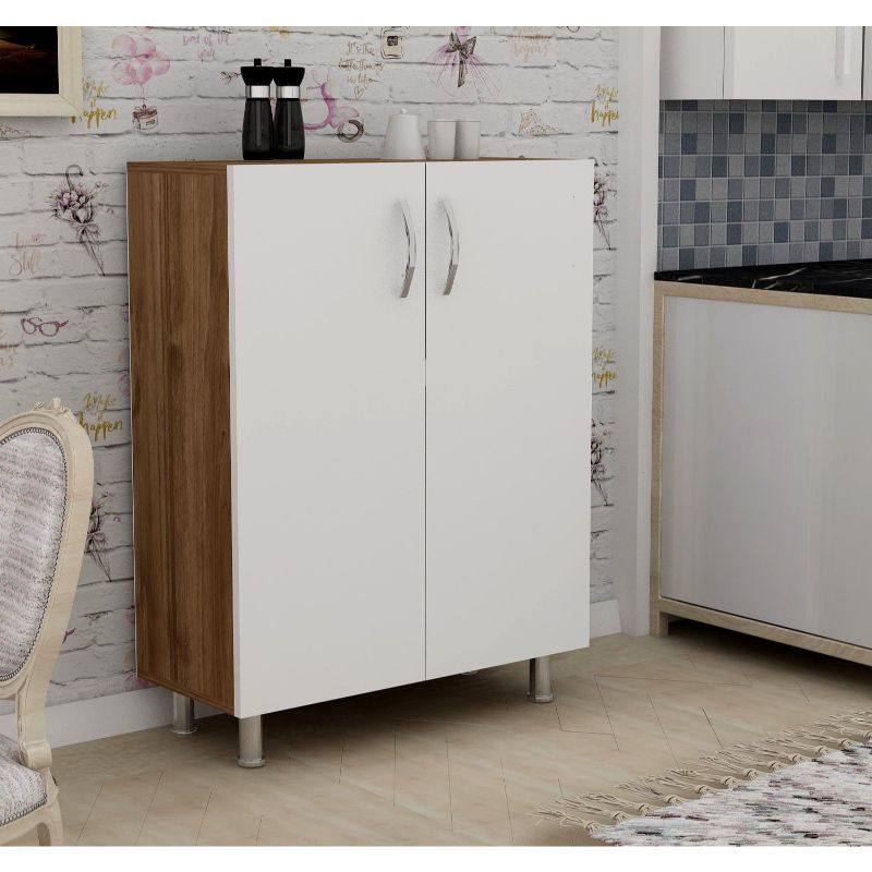 Cabinet, 80 cm, White/brown - MN-050
