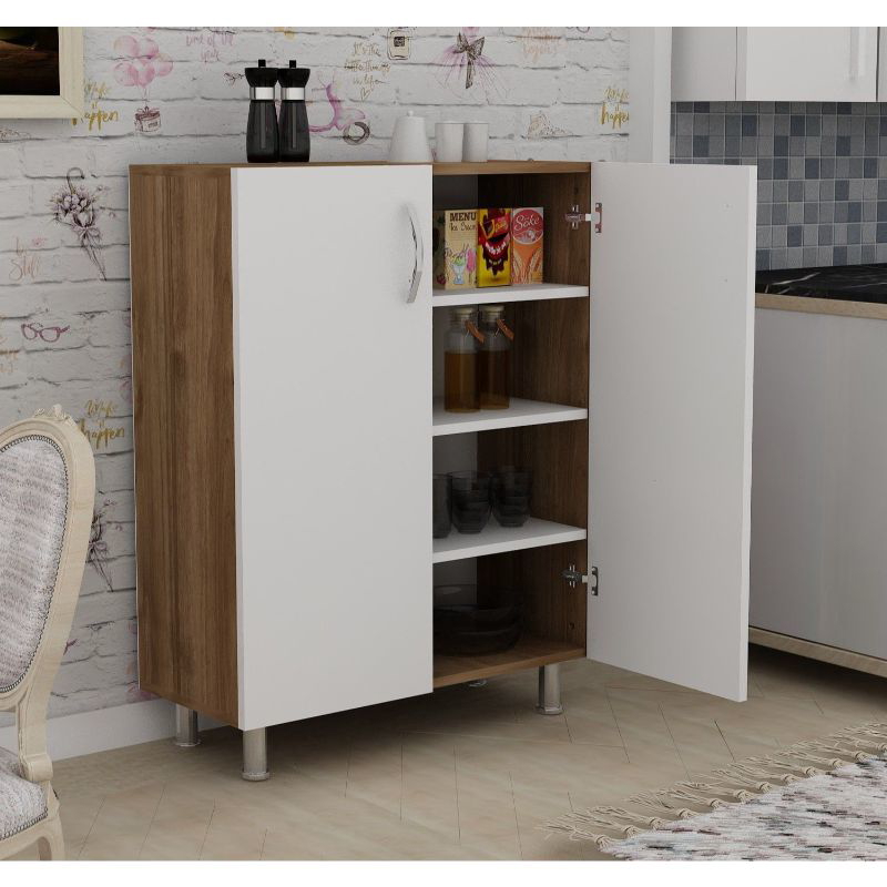 Cabinet, 80 cm, White/brown - MN-050
