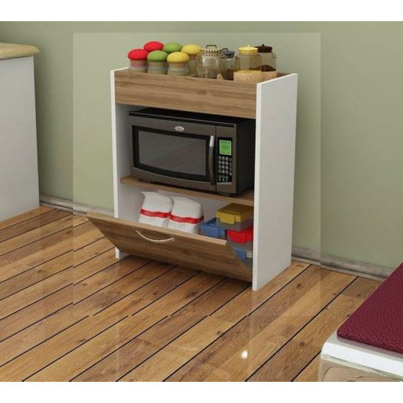 Kitchen Cabinet, 63 cm, Brown/White - MN-027