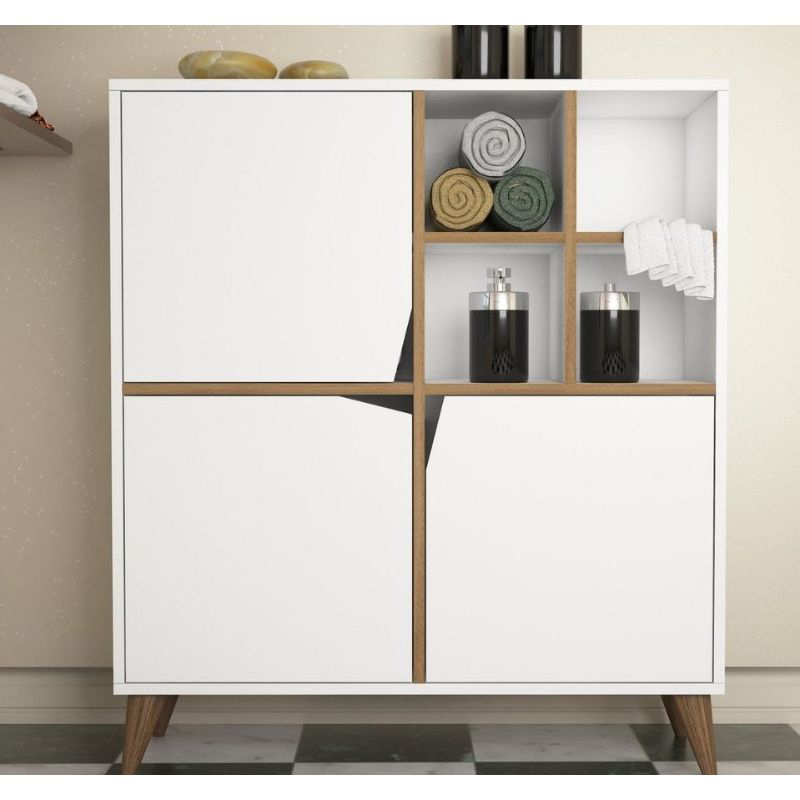 وحدة تخزين، 100 سم، أبيض/بني - MN-053