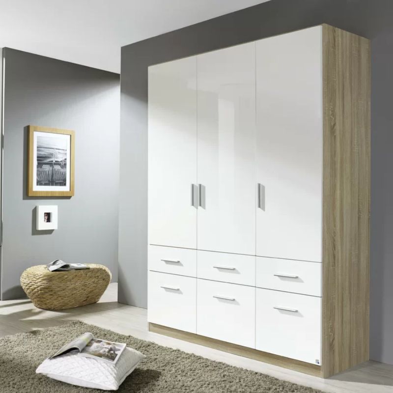 Wardrobe, 120 cm, Light Wood / White - ADR4