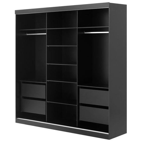 Wardrobe, 240 cm, Black - 2032