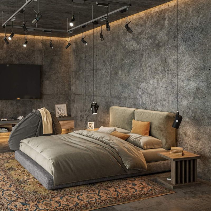 Blockboard and Beechwood and Linen wood Bed, 160×220×120 cm - Grey