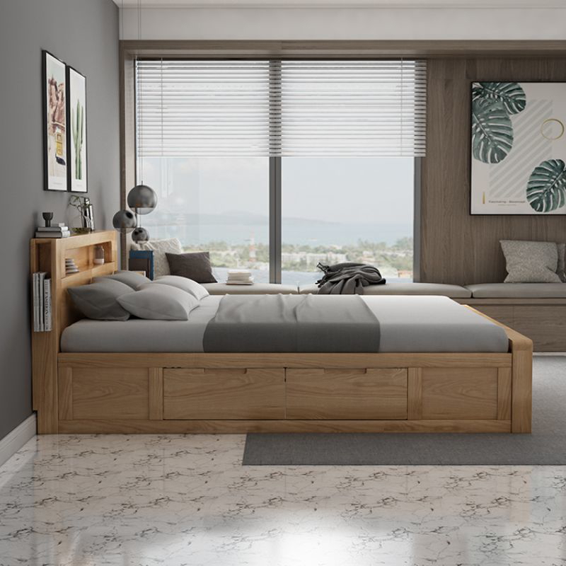 Set Bed with 2 Nightstand, Blockboard and beechwood, 200×160×120 cm - Wood