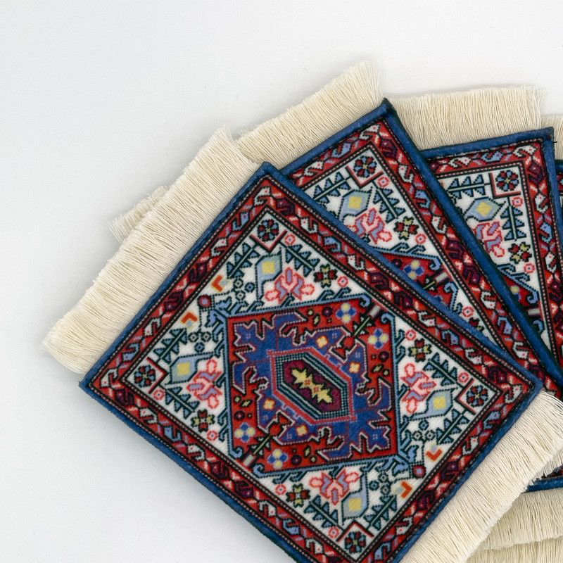 Rug Coaster, 4 Pieces, Multi Colors - AR279