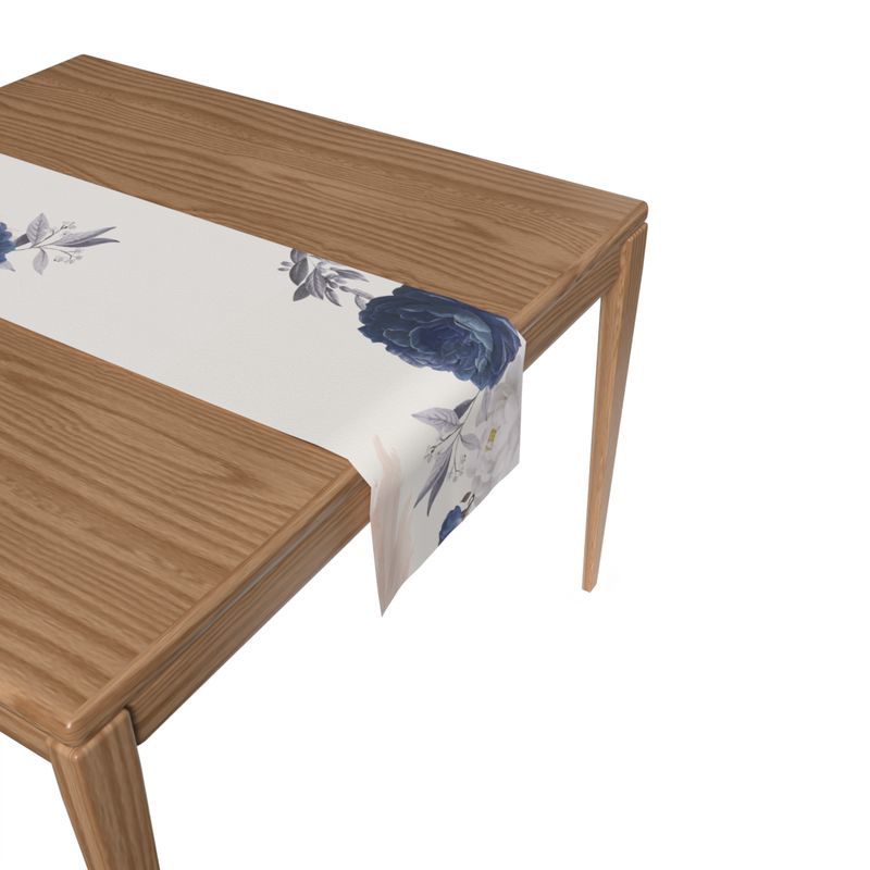 Bloom Table Runner, Velvet, Blue / White - AR303
