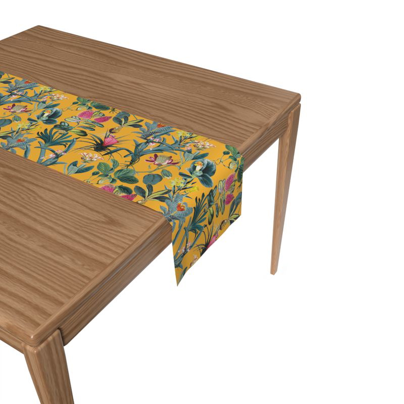 Floral Yellow Table Runner, Velvet, Multi Colors - AR319