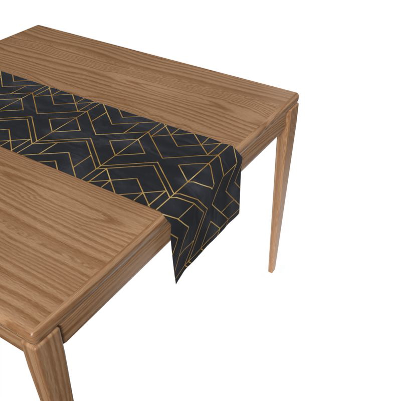 Golds Graphite Table Runner, Canvas, Black / Gold - AR322