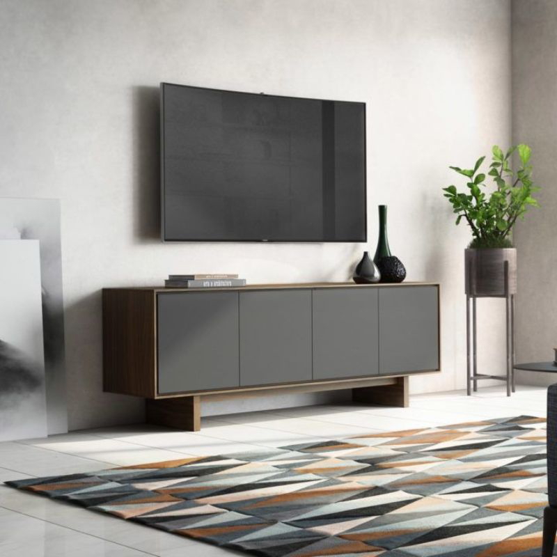 TV unit, 150 cm, Wood/Grey - TV044