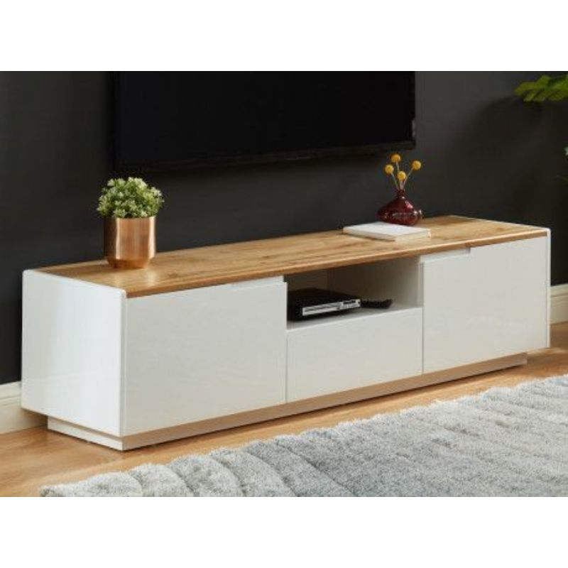 TV unit, 150 cm, Wood/White - TV048