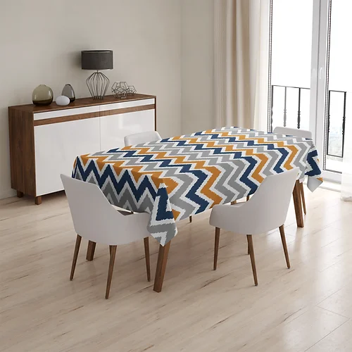مفرش سفرة، 130×180 سم، أزرق/برتقالي - PR1402F