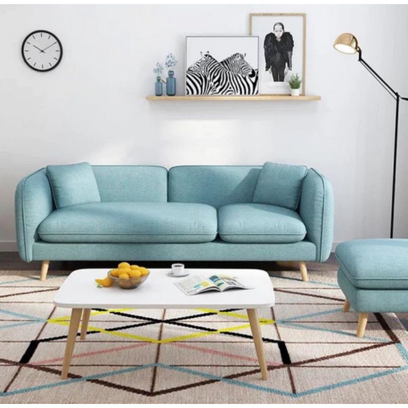 Sofa With Pouffe, 2 Pieces, Turquoise - AT001