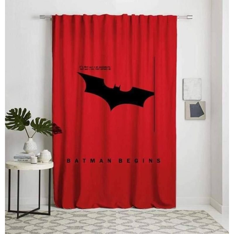 Curtain, 145 cm, Black / Red - CRT911