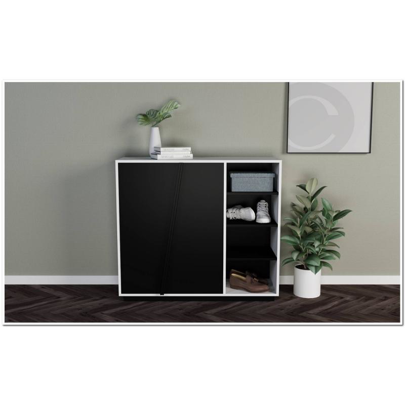 Shoe Cabinet, 120 cm, White / Black - KM-EG83-110