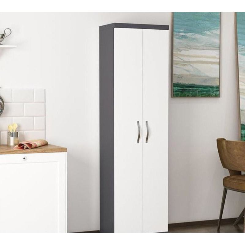 Wardrobe, 50 cm, White / Grey - KM-EG83-8