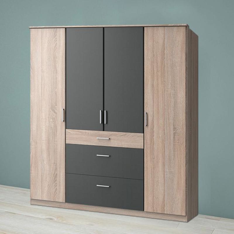 Wardrobe, 200 cm, Grey / Beige - KM-EG83-81