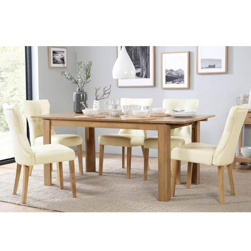 Dining Table Set With Chairs, 160 cm, Off White - KM-EG86-16