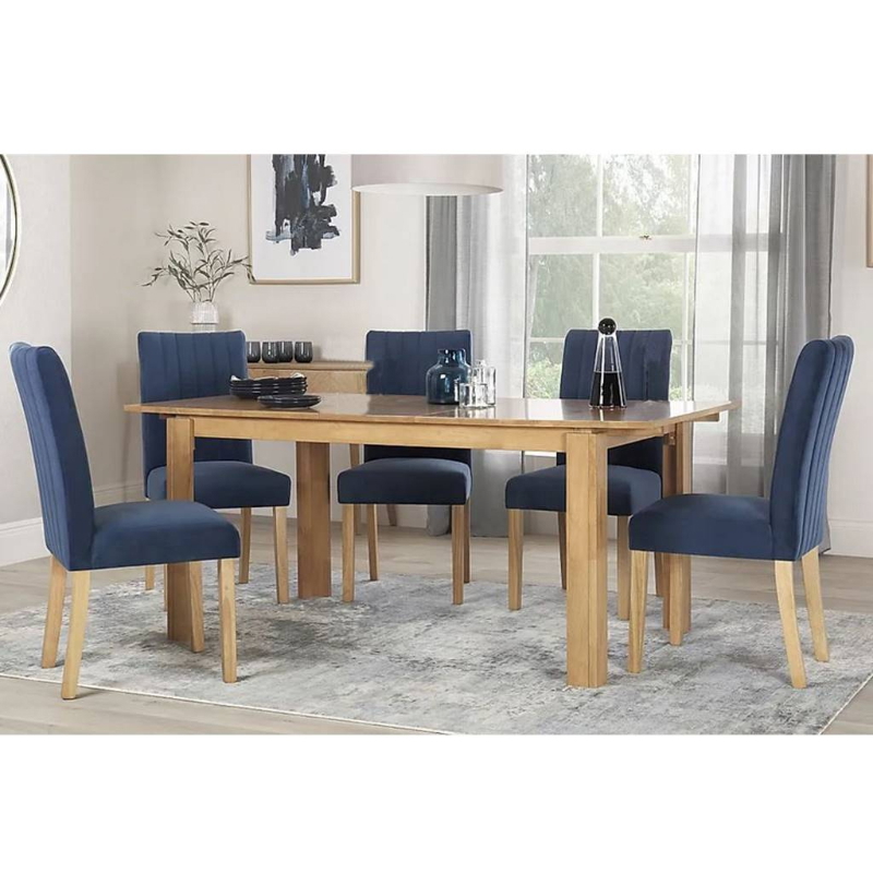Dining Table Set With Chairs, 160 cm, Navy - KM-EG86-18