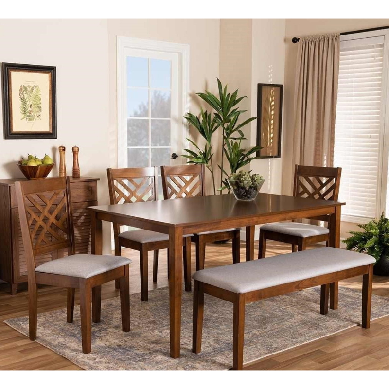 Dining Table Set With Chairs, 80 cm, Brown - KM-EG86-20