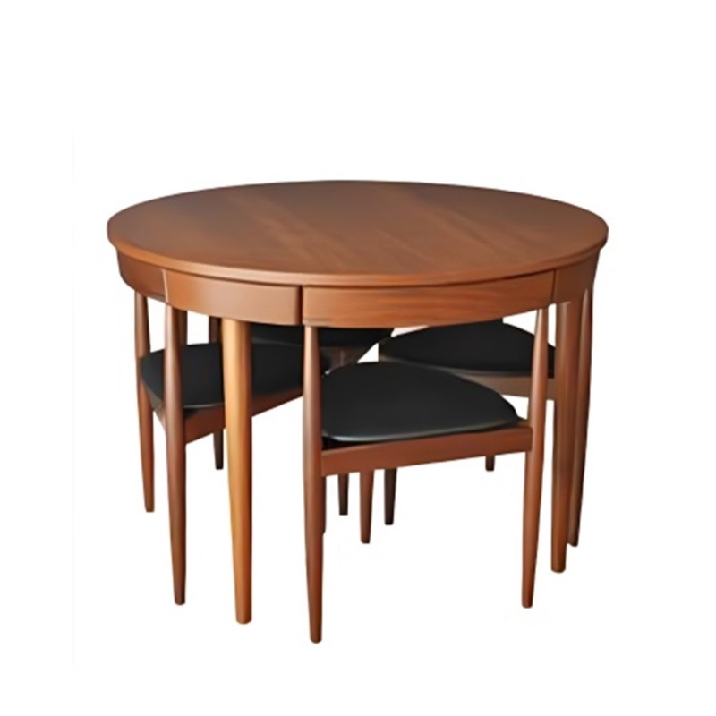 Dining Table Set With Chairs, 80 cm, Brown/Black - KM-EG86-21