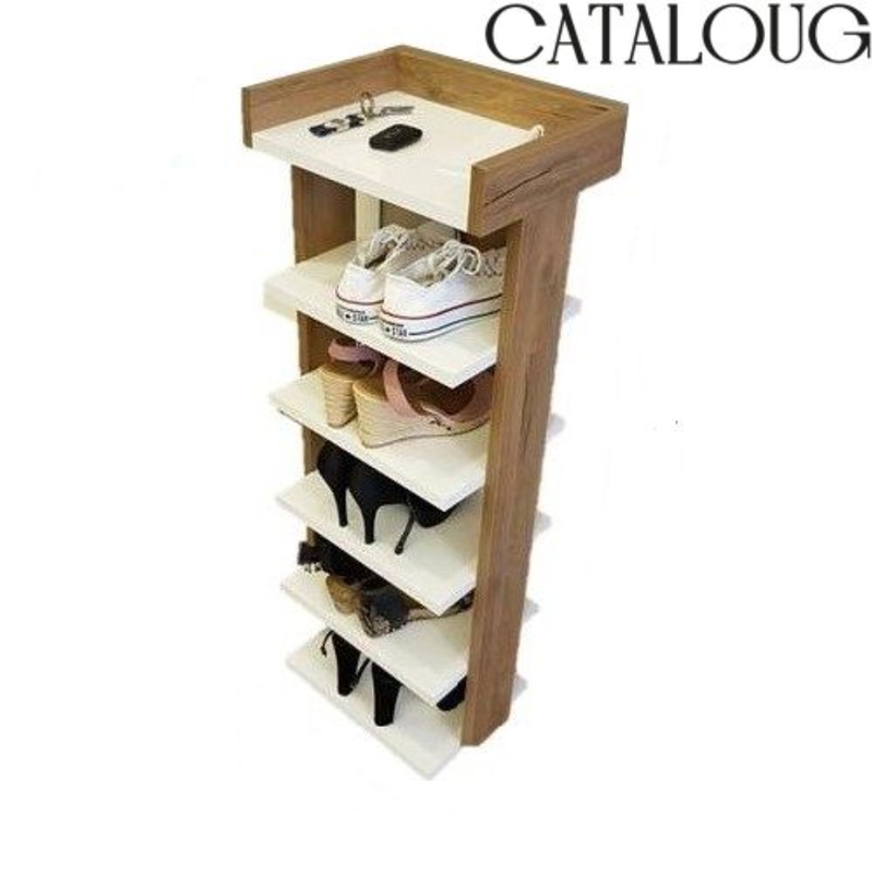Shoe Cabinet, 40 cm, White/Beige - KM-EG28-266