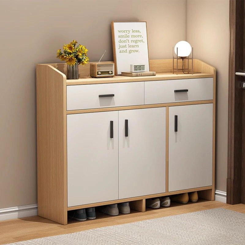 Shoe cabinet, 160 cm, White/Beige - KM-EG95-54