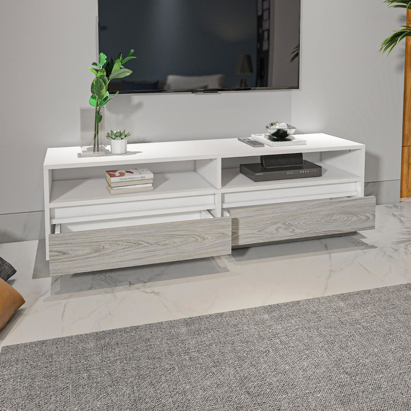 وحدة تلفزيون، 140 سم، ابيض و رمادي - KM-EG95-67