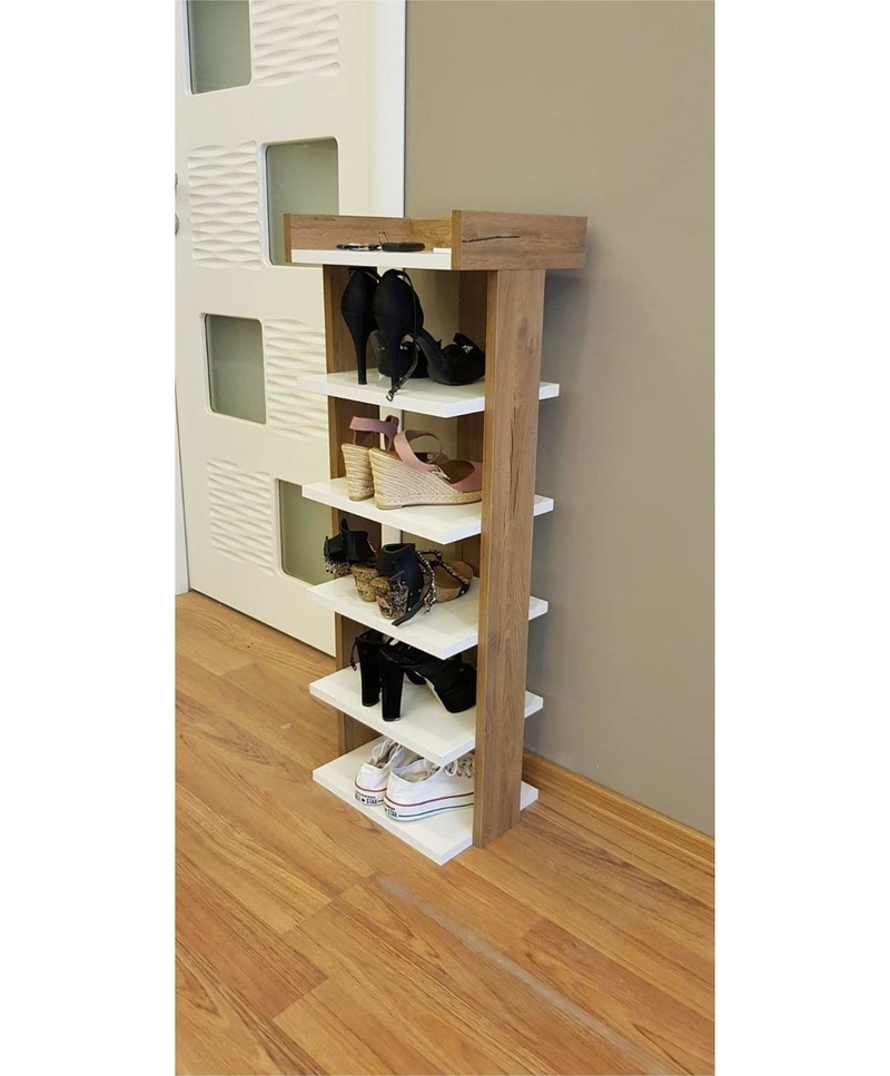 Shoe Cabinet, 40 cm, White/Beige - KM-EG28-266