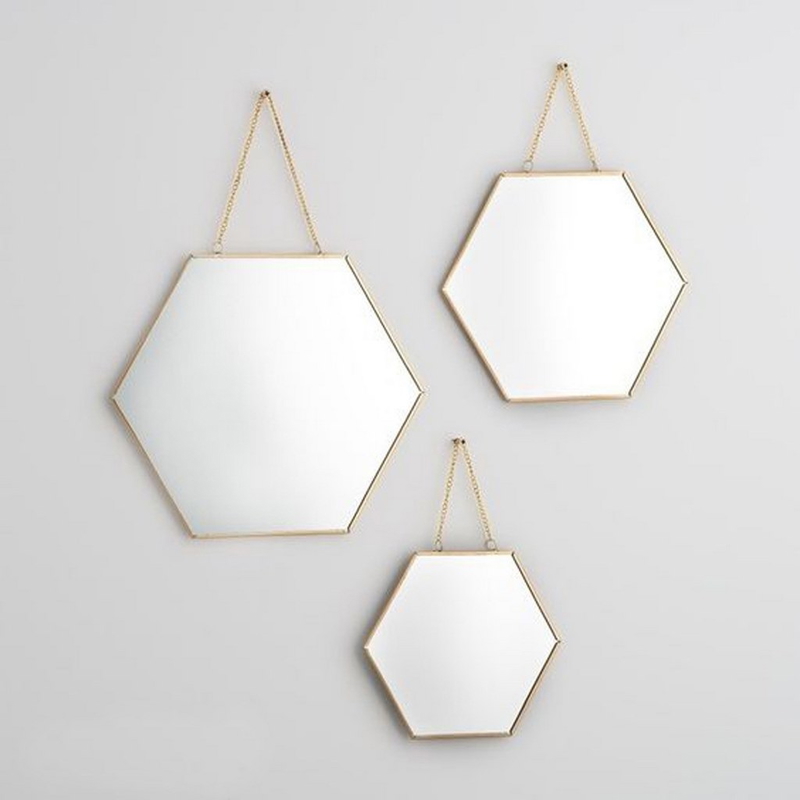 Wall Mirror, 3 Pcs, Gold - KM-EG102-153