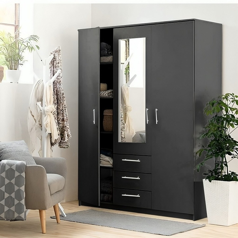 Wardrobe , 160 cm, Black - KM-EG49-16