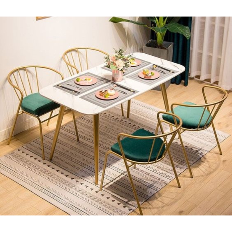 Dining Set, 5 Pieces, Gold/Green - KM-EG106-249