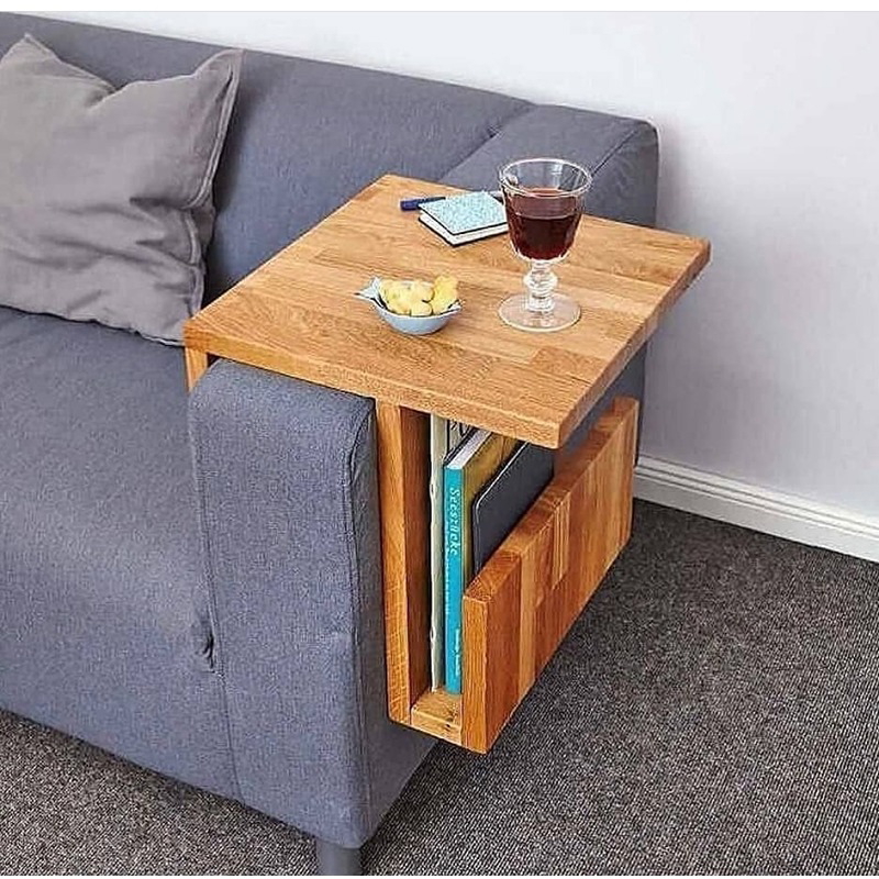 Blockboard Wood Side Table, 35×30×37 cm- Wood