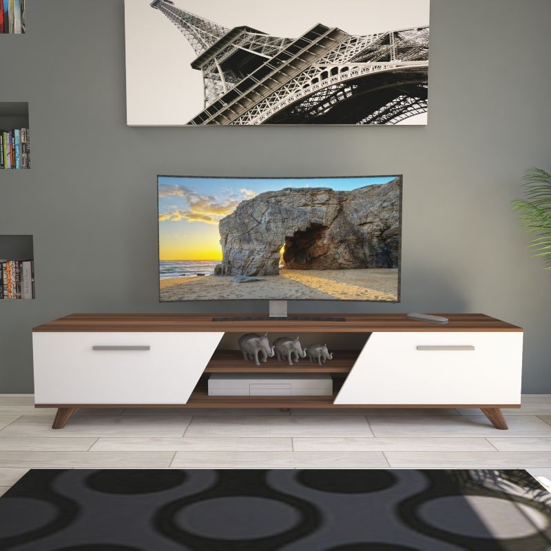TV Unit, 180 cm, White/Brown - KM-EG47-55
